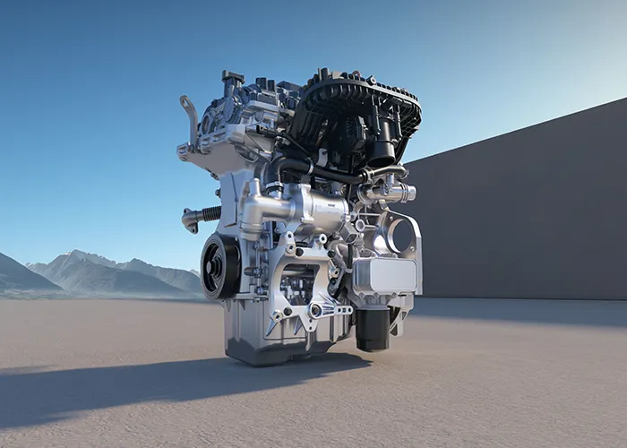 Motor 1.5 Turbo a gasolina y motor eléctrico acoplados a una transmisión DHT
